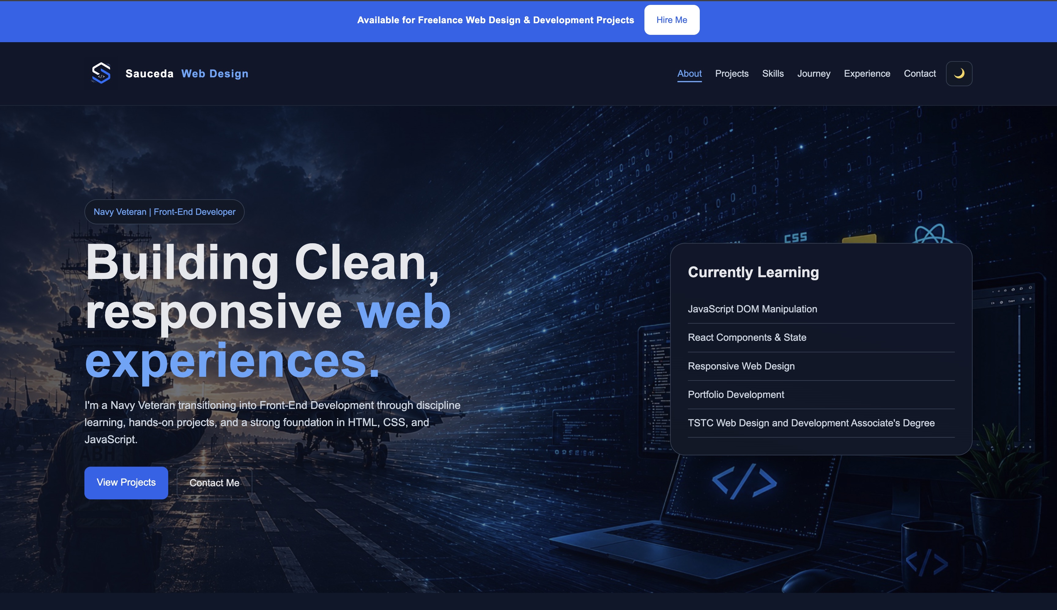 Developer portfolio website preview
