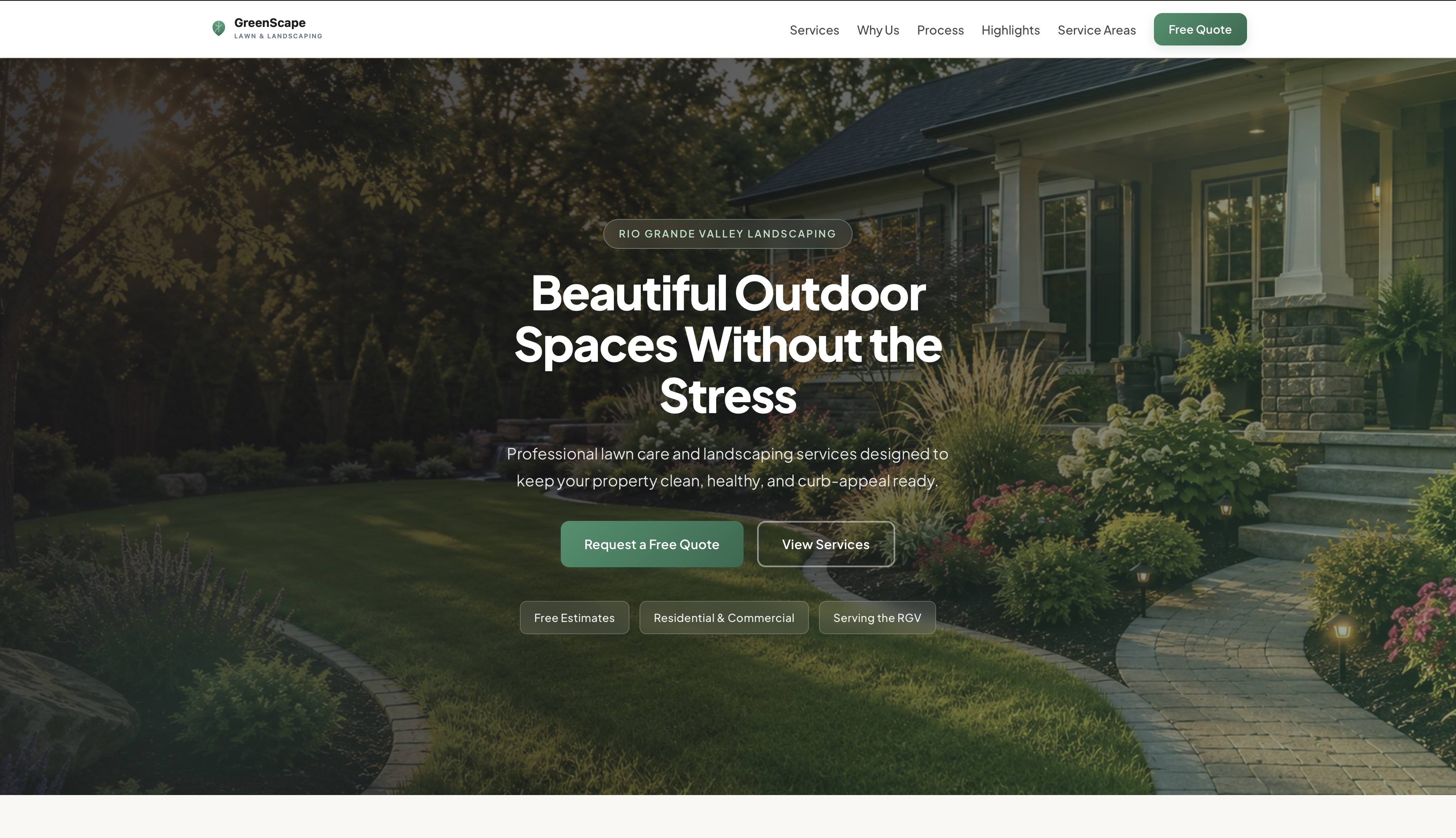 Evergreen Landscape Co. website on desktop