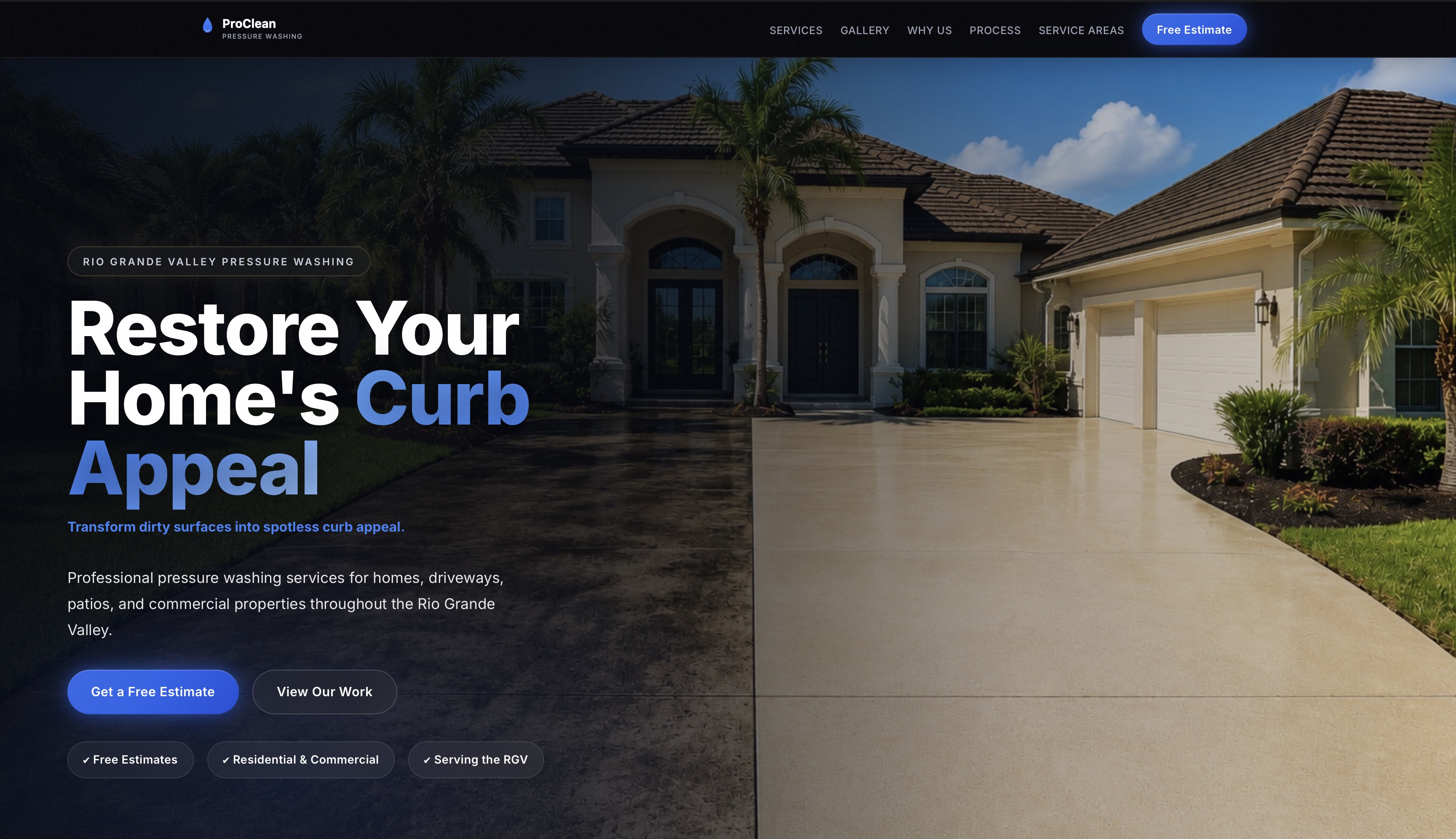 Pro Clean Pressure Washing website preview