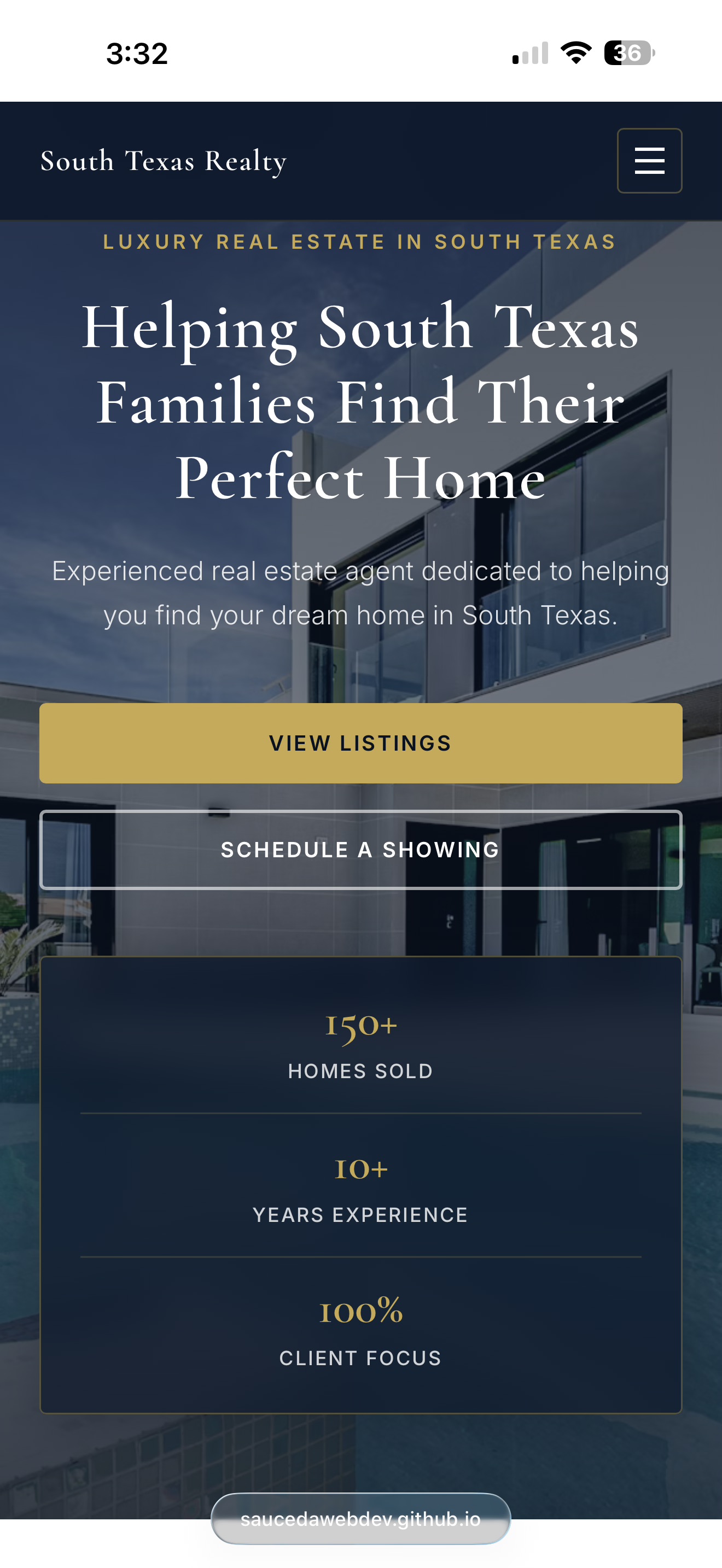 Premier Realty website on mobile
