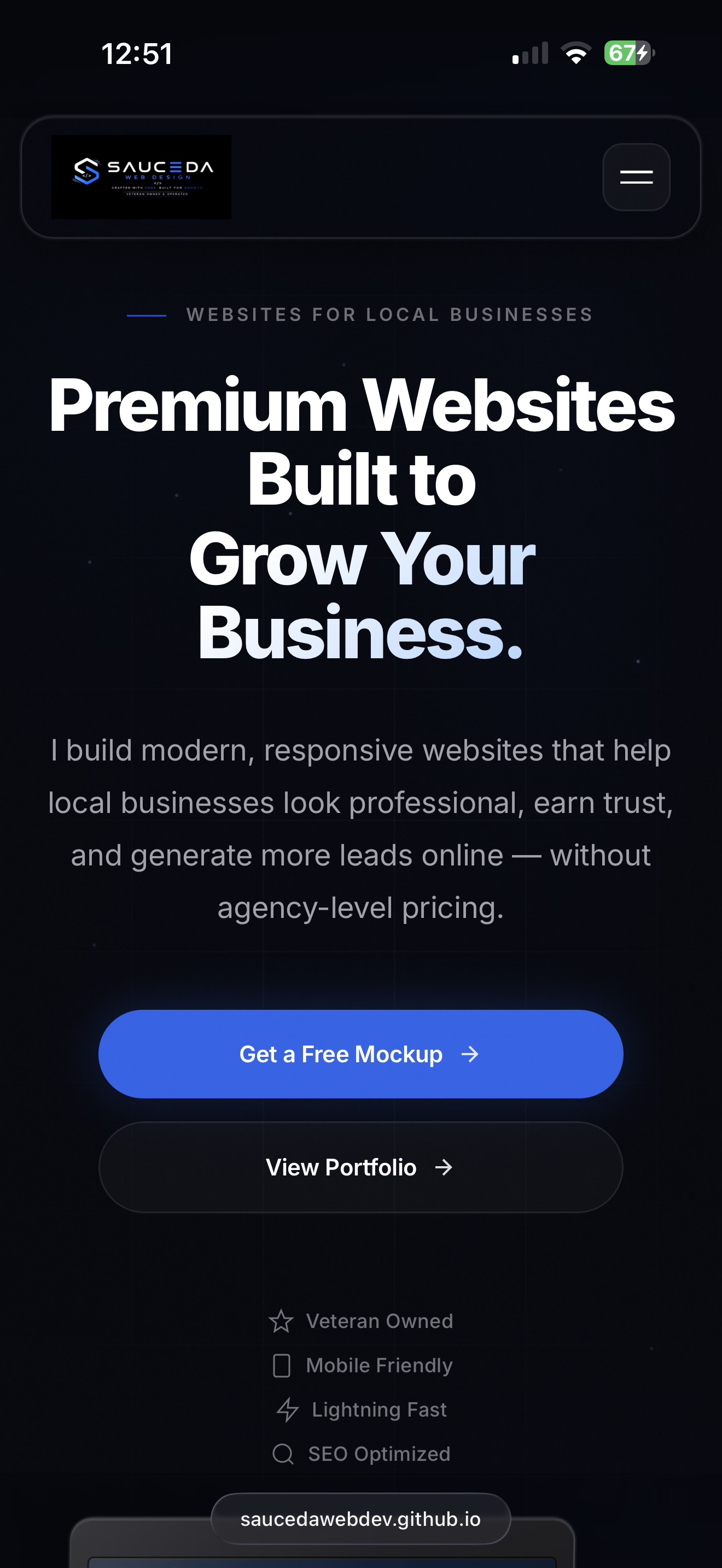 Website preview on mobile