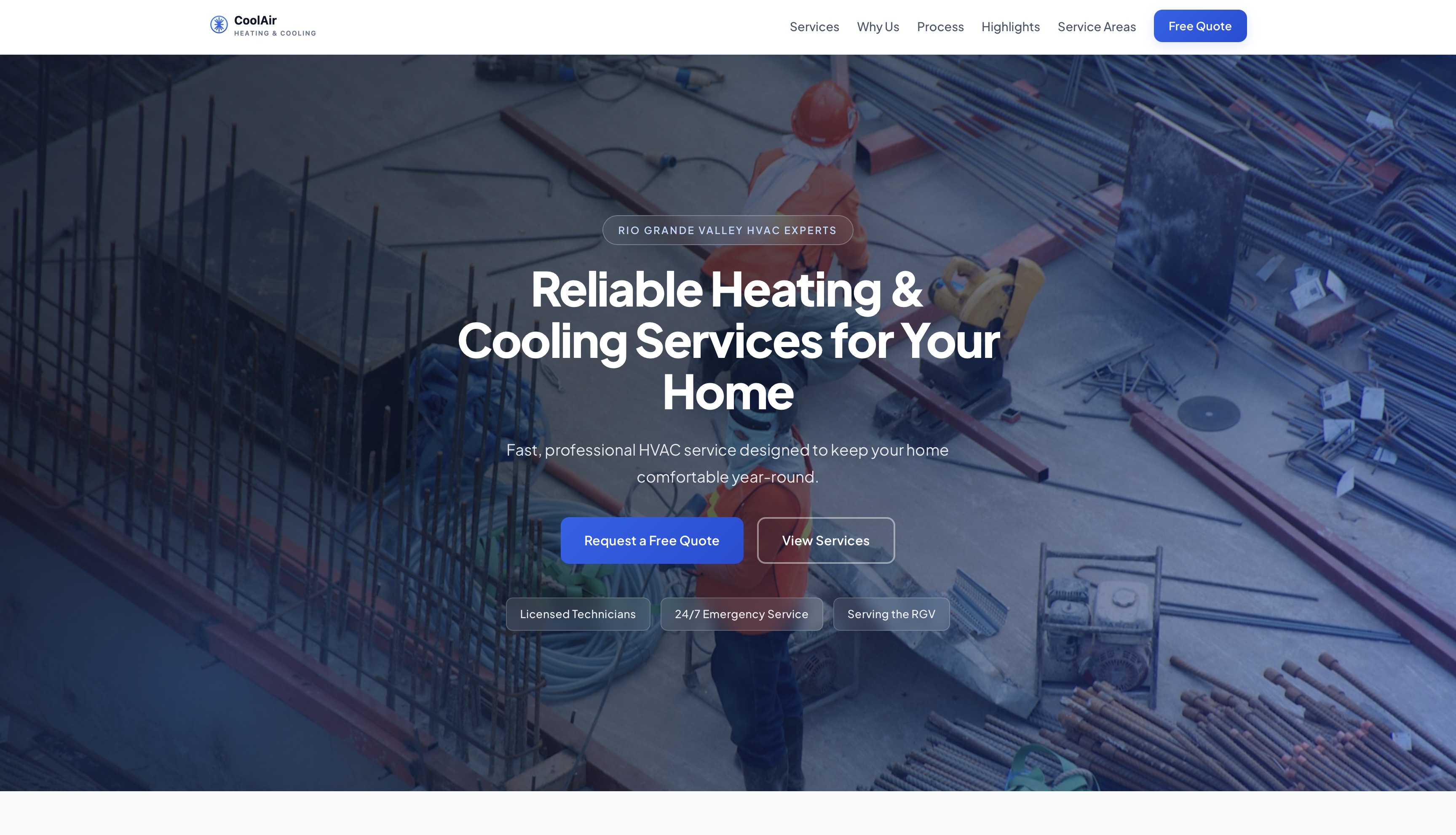 Cool Air HVAC website on desktop